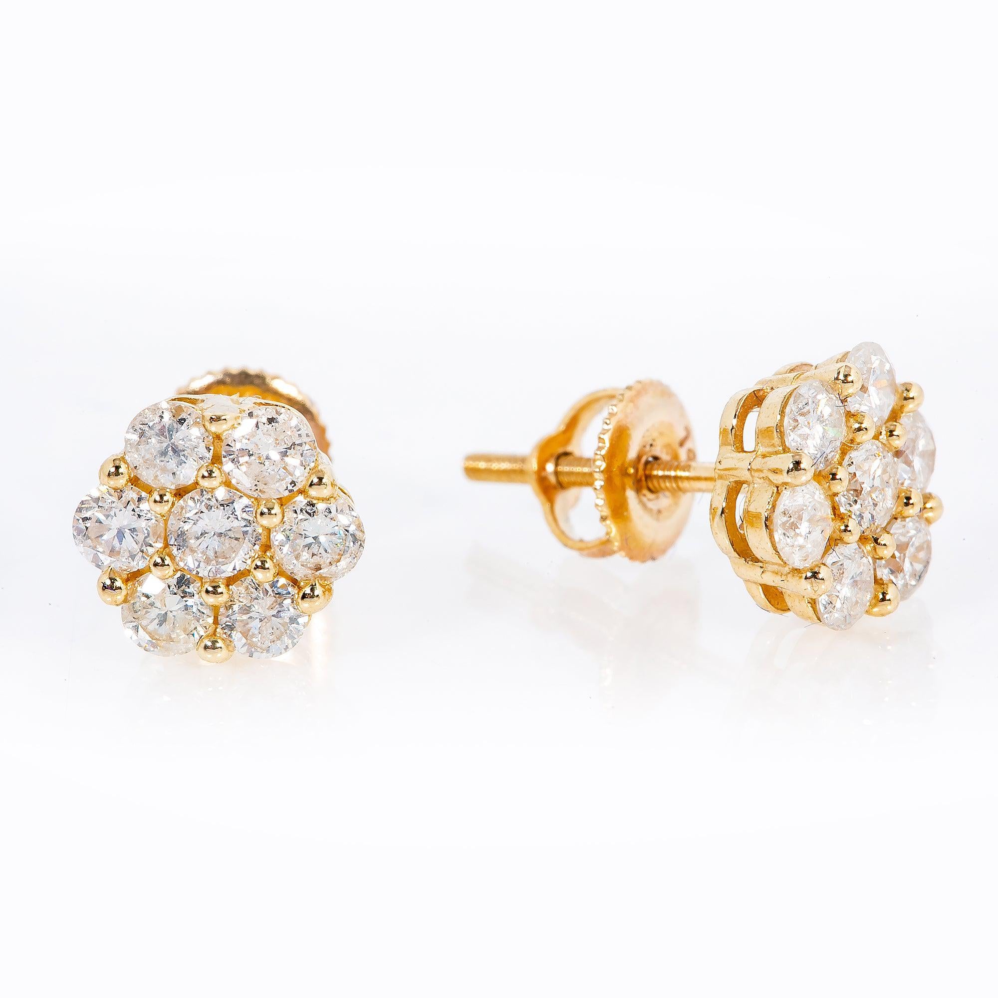 14K Yellow Gold Unisex Earrings with 0.79 CT Diamond