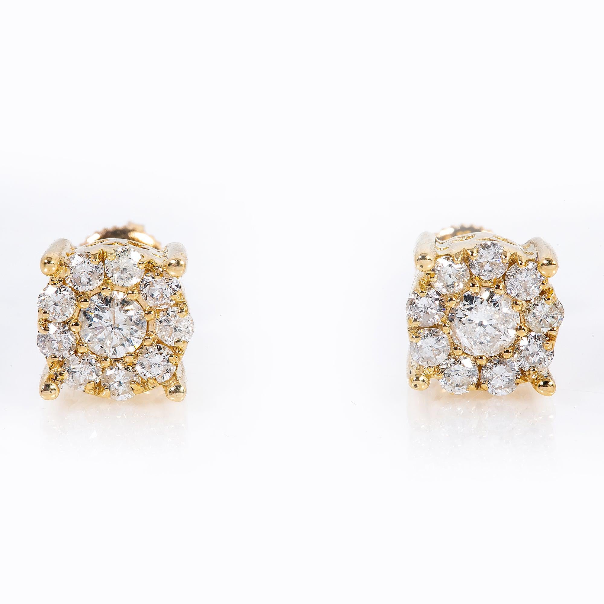 14K Yellow Gold UNISEX Earrings with 0.80 CT Diamond