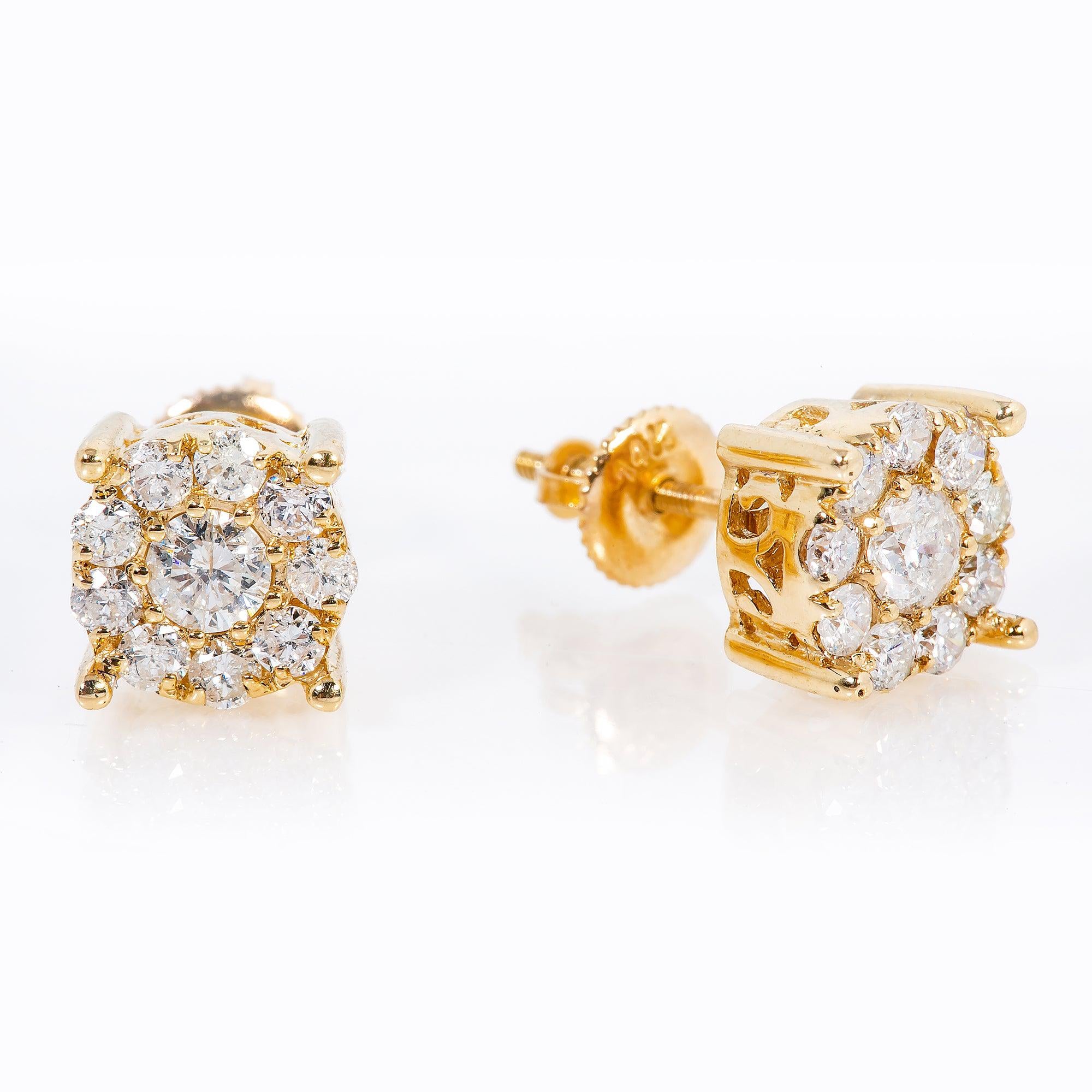 14K Yellow Gold UNISEX Earrings with 0.80 CT Diamond