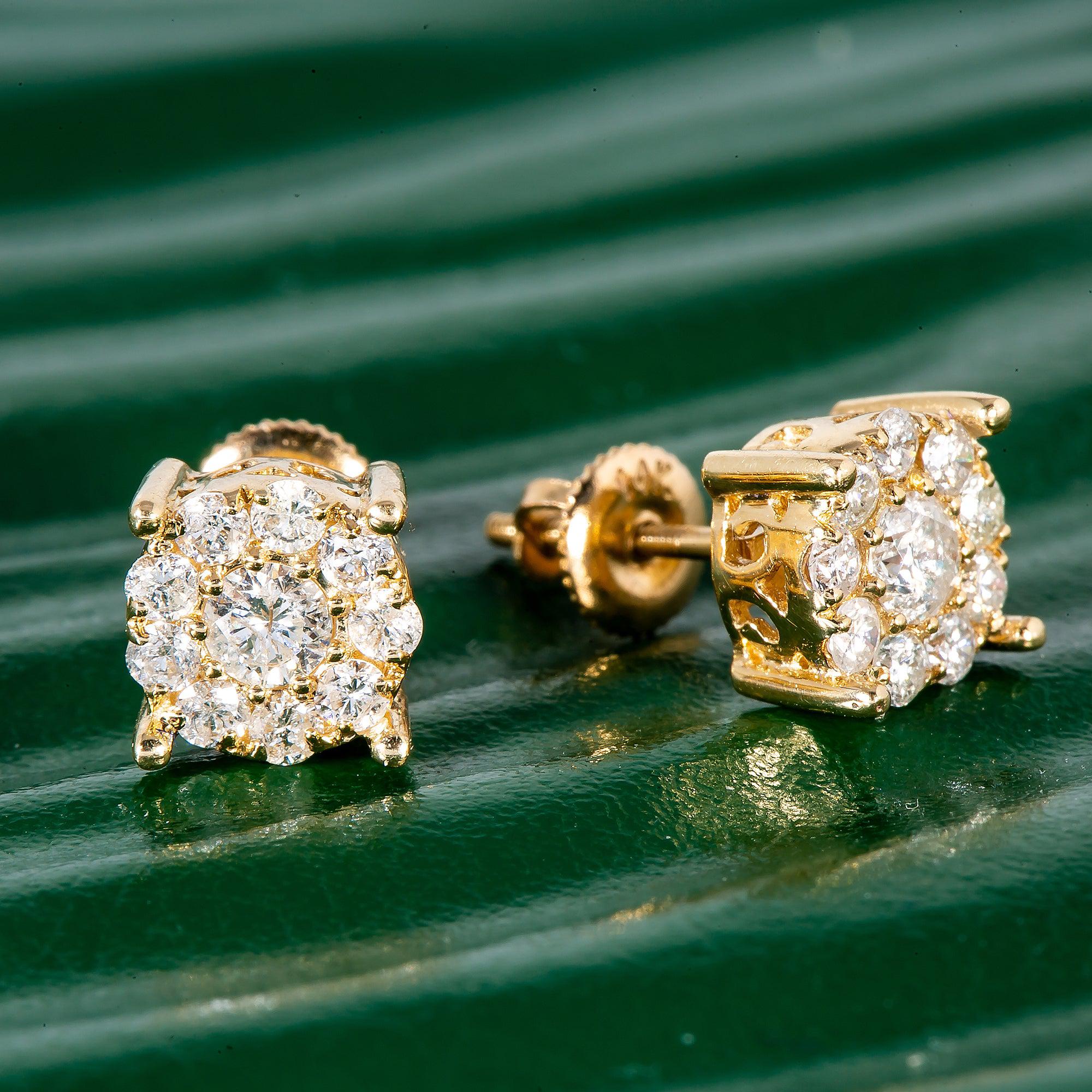 14K Yellow Gold UNISEX Earrings with 0.80 CT Diamond