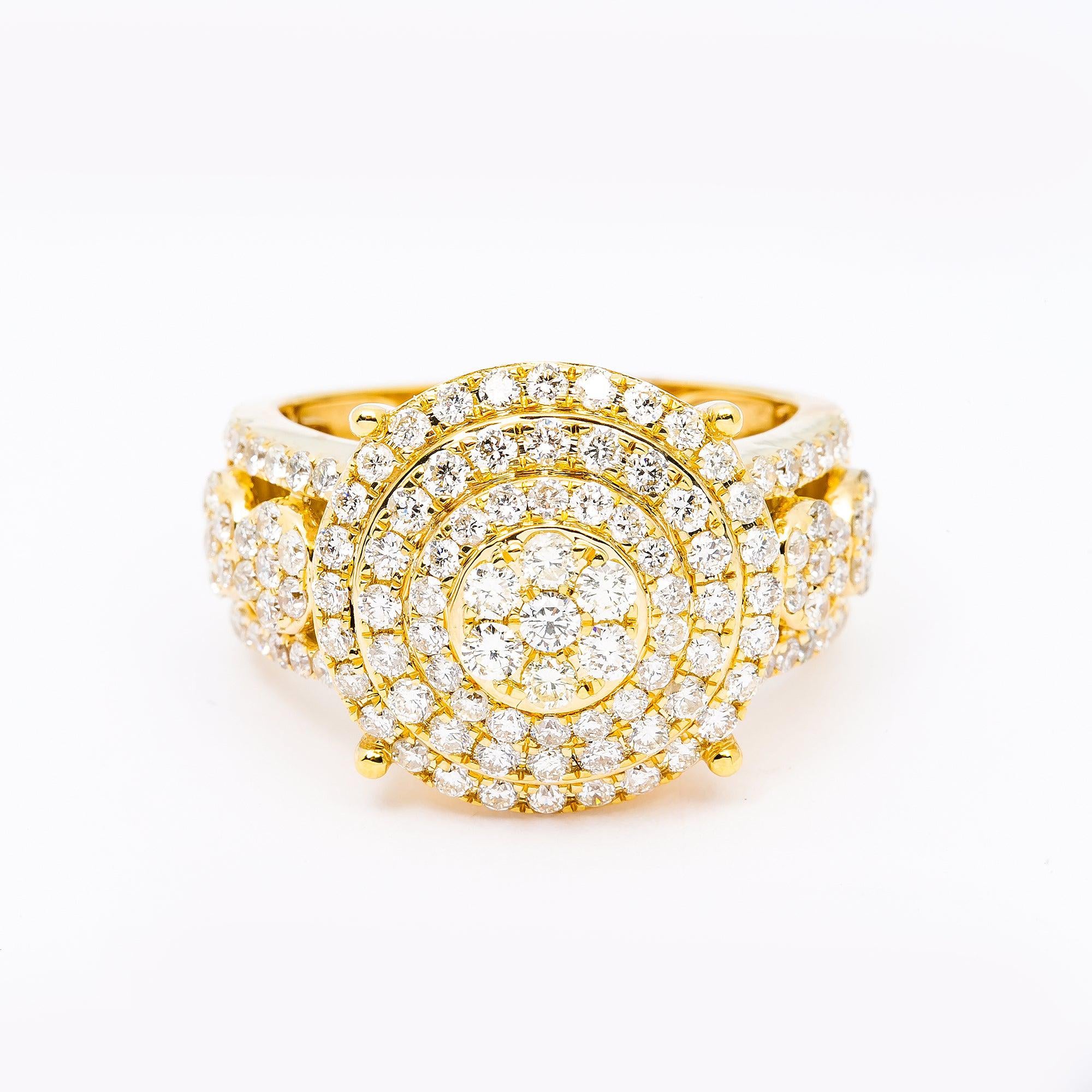 14K YELLOW GOLD MEN'S RING WITH 2.50 CT DIAMONDS