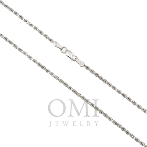 10k White Gold 2mm Solid Rope Laser Chain Available In Sizes 18