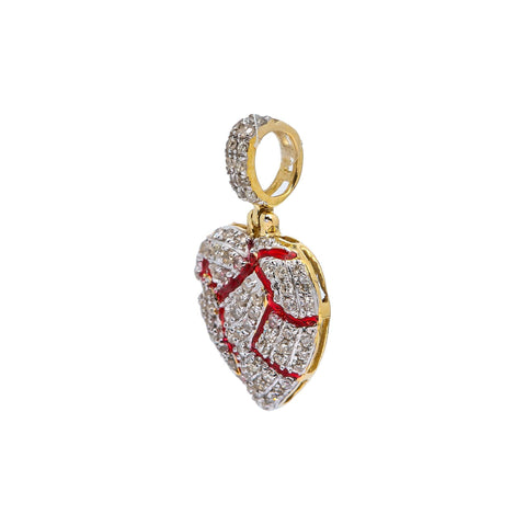 10K YELLOW GOLD BROKEN HEART PENDANT WITH 0.25 CT DIAMONDS