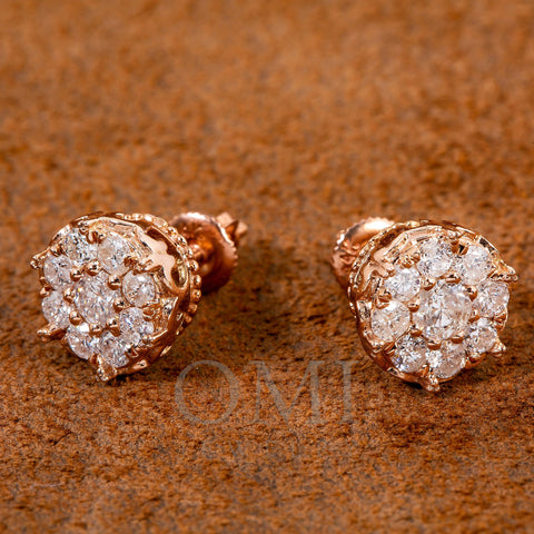 14K Rose Gold UNISEX Earrings with 0.82 CT Diamond