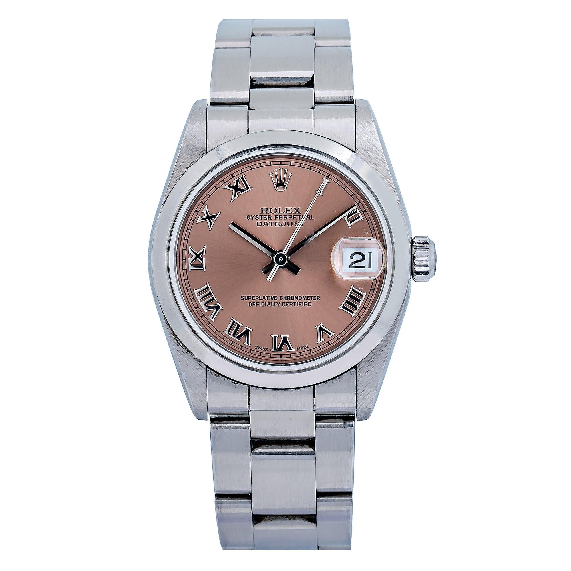 Rolex Datejust 31MM 78240 Everose Roman Dial Smooth Bezel Stainless Steel Oyster Bracelet