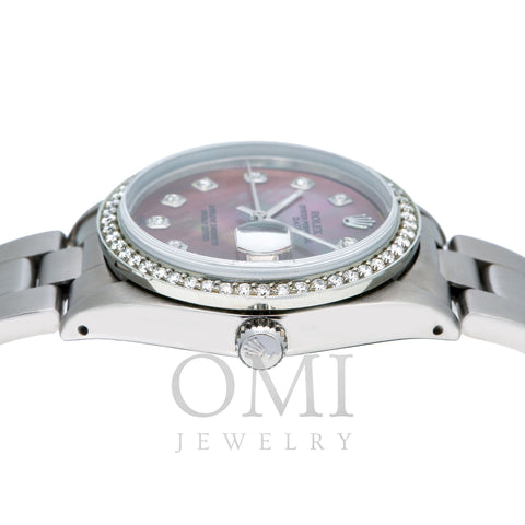 Rolex Oyster Perpetual Date 1500 34MM Purple And Green Diamond Dial With Oyster Bracelet
