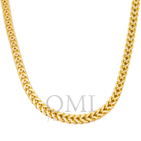 10K Yellow Gold 7.32mm Hollow Box Franco Chain Available In Sizes 18