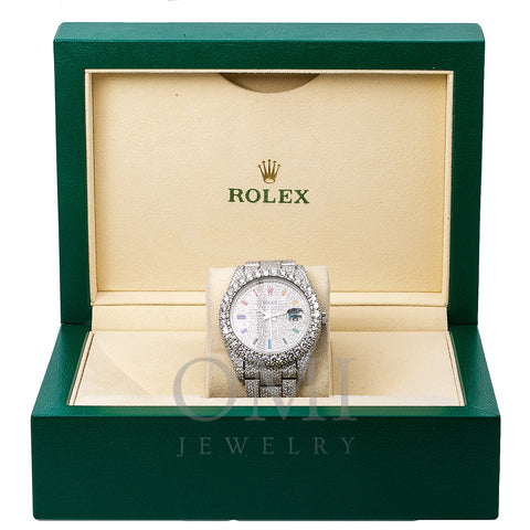 Rolex Datejust II Diamond Watch, 116300 41mm, Rainbow Custom Diamond Dial With 22.75 CT Diamonds Flower Setting