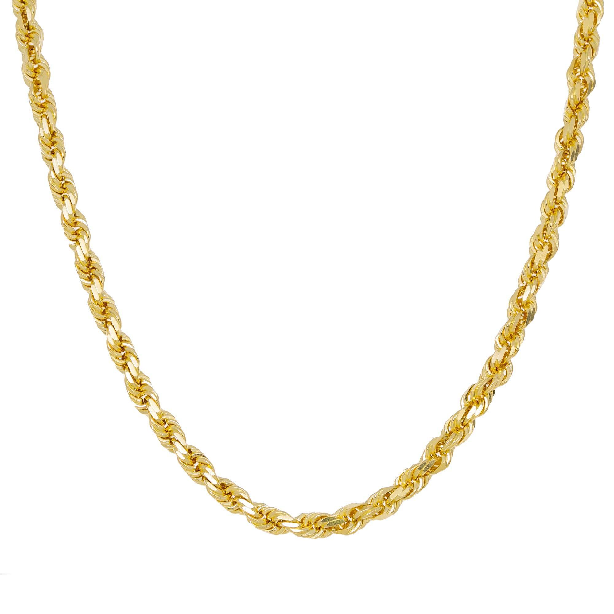 14k Yellow Gold 5mm Solid Rope Laser Chain Available In Sizes 18"-26"