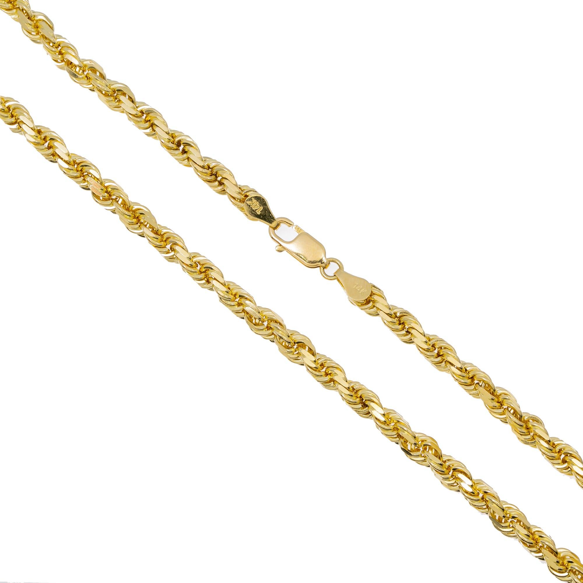 14k Yellow Gold 5mm Solid Rope Laser Chain Available In Sizes 18"-26"