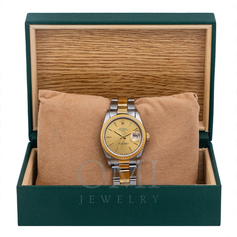 Rolex Oyster Perpetual Date 15233 34MM Champagne Dial With Two Tone Jubilee Bracelet