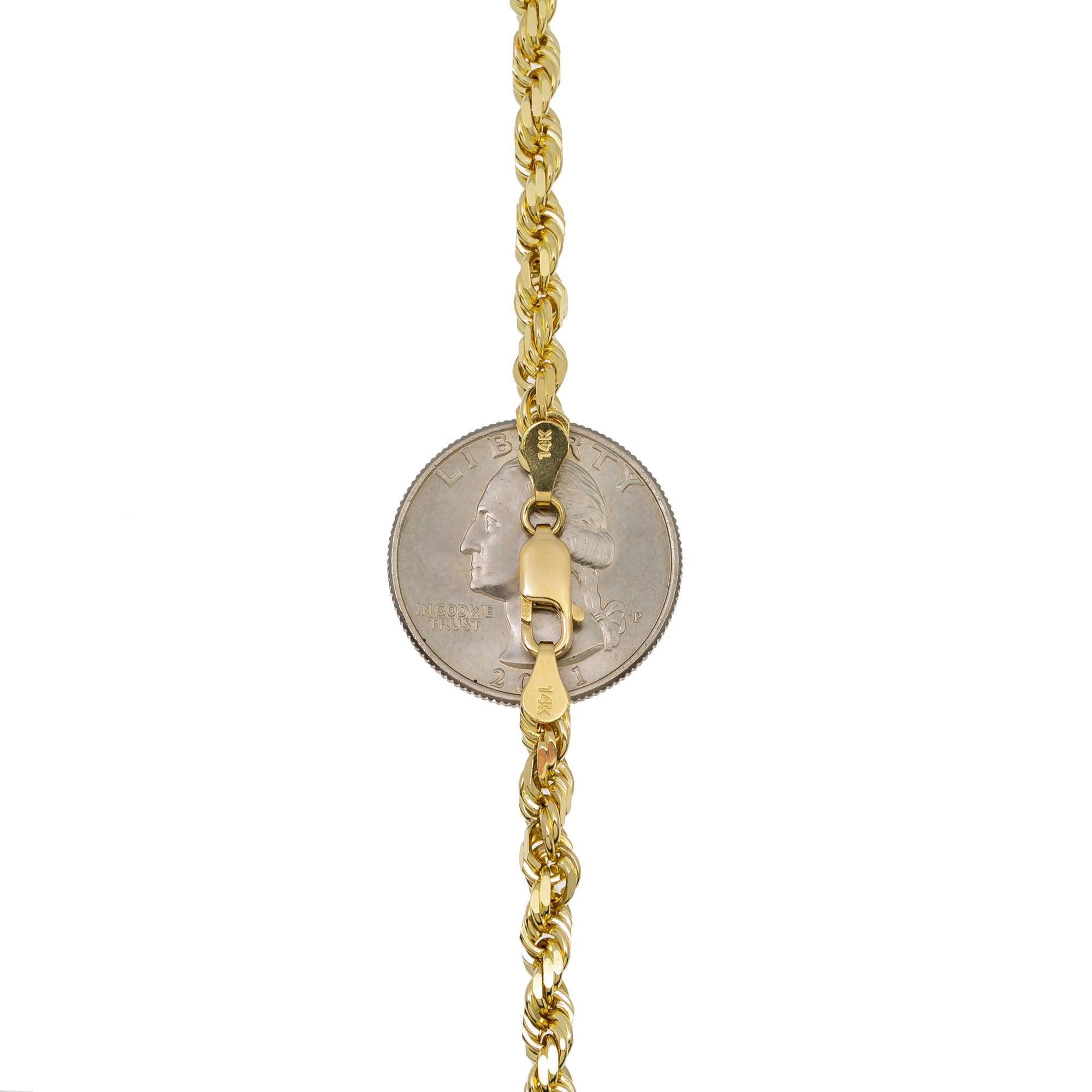 14k Yellow Gold 5mm Solid Rope Laser Chain Available In Sizes 18"-26"