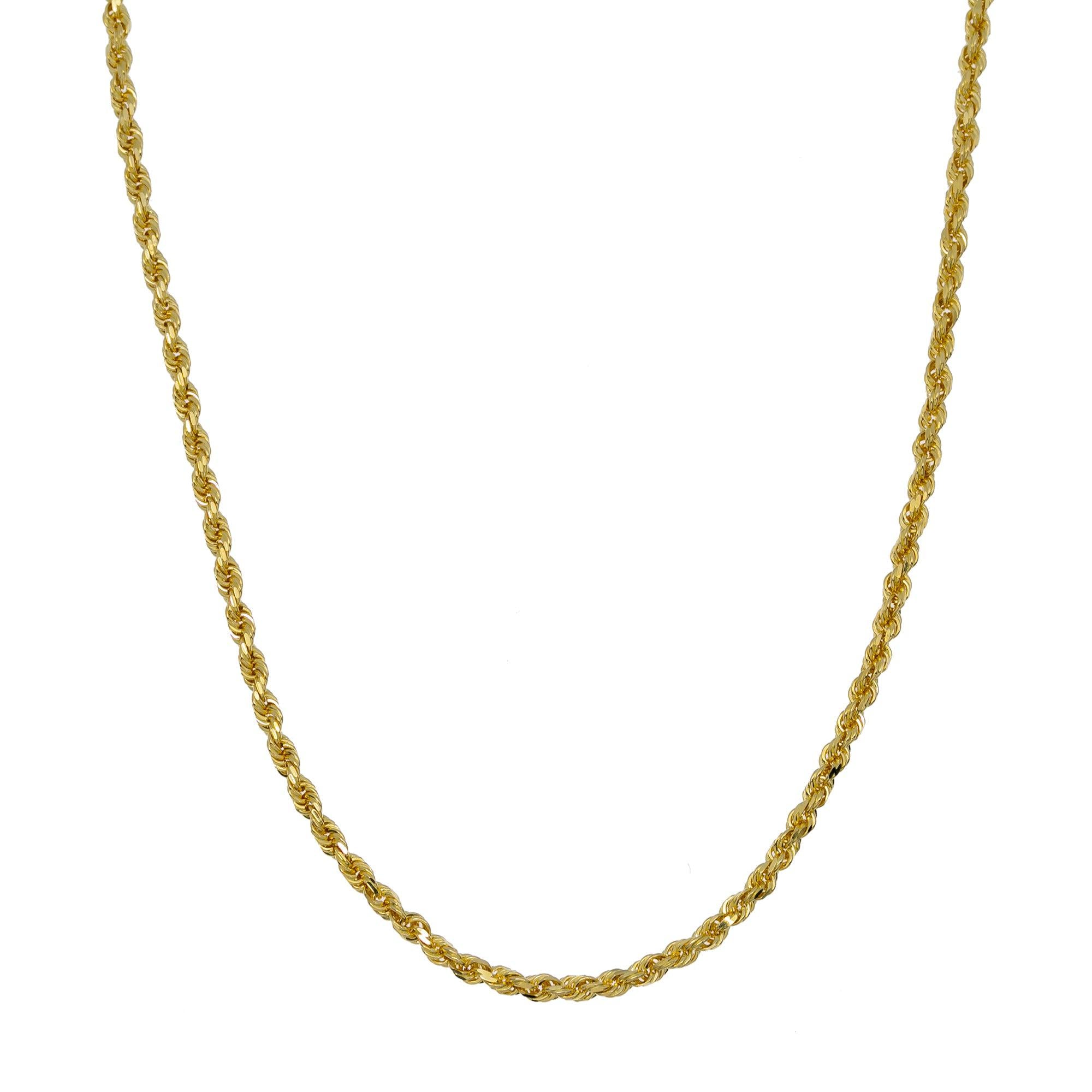 14k Yellow Gold 3mm Solid Rope Chain Available In Sizes 18"-26"