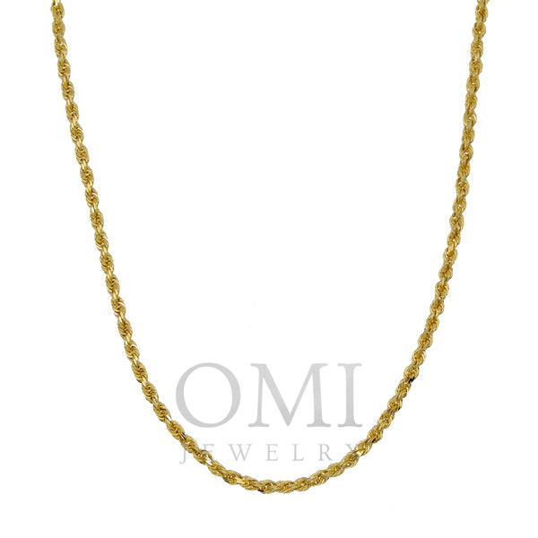 14k Yellow Gold 3mm Solid Rope Chain Available In Sizes 18