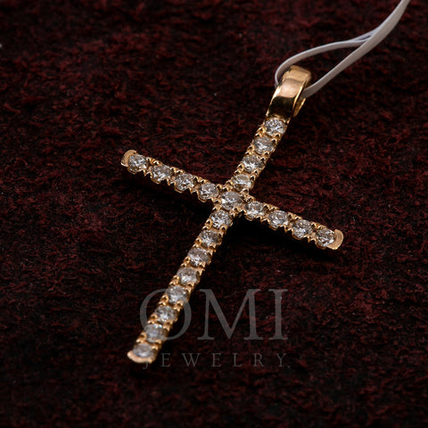 14K Rose Gold Cross Pendant with 0.20 CT Diamond