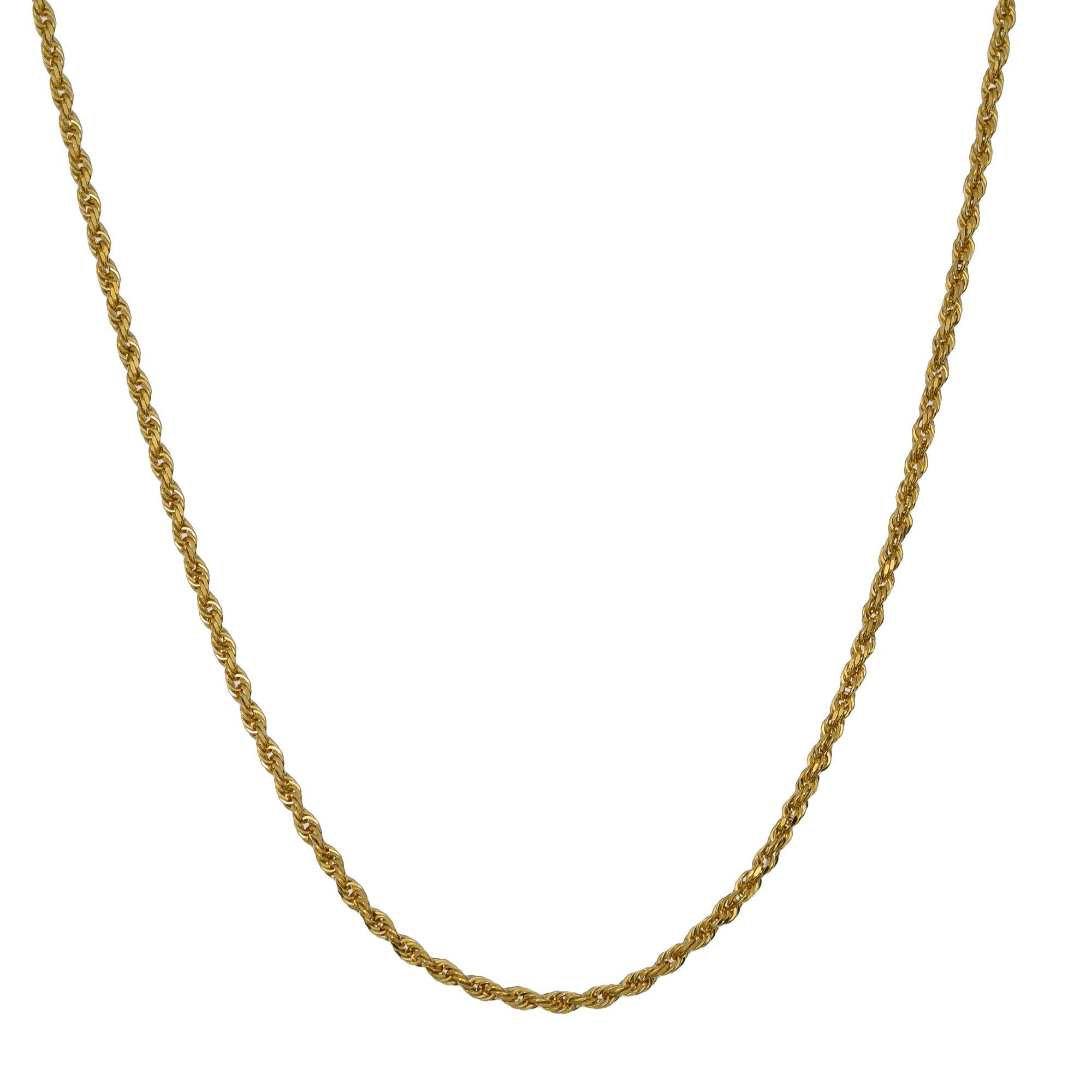 14k Yellow Gold 2mm Hollow Rope Chain Available In Sizes 18"-26"