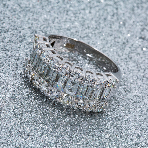 Ladies 14K White Gold Fancy Baguette Diamond Ring