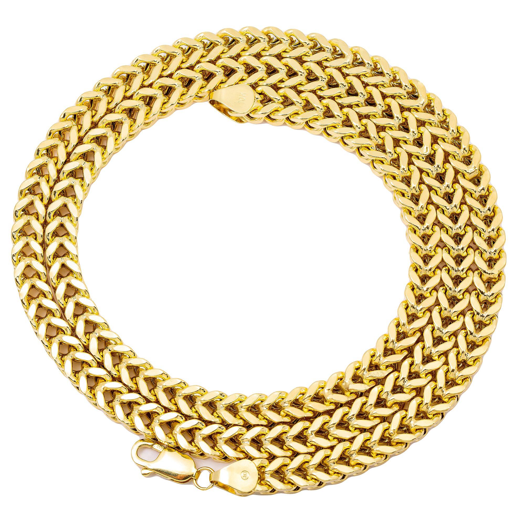 10K Yellow Gold 7.32mm Hollow Box Franco Chain Available In Sizes 18