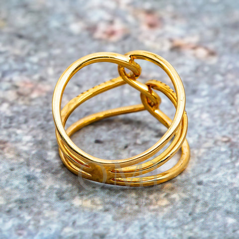 18K Yellow Gold Ladies Ring with 0.08 CT Diamonds