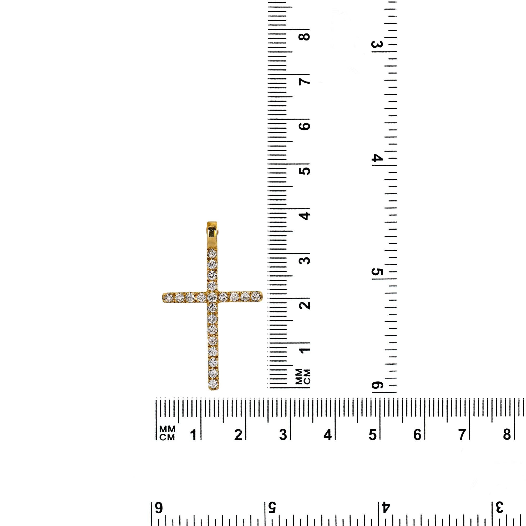 14K Yellow Gold Cross Pendant with 0.20 CT Diamond