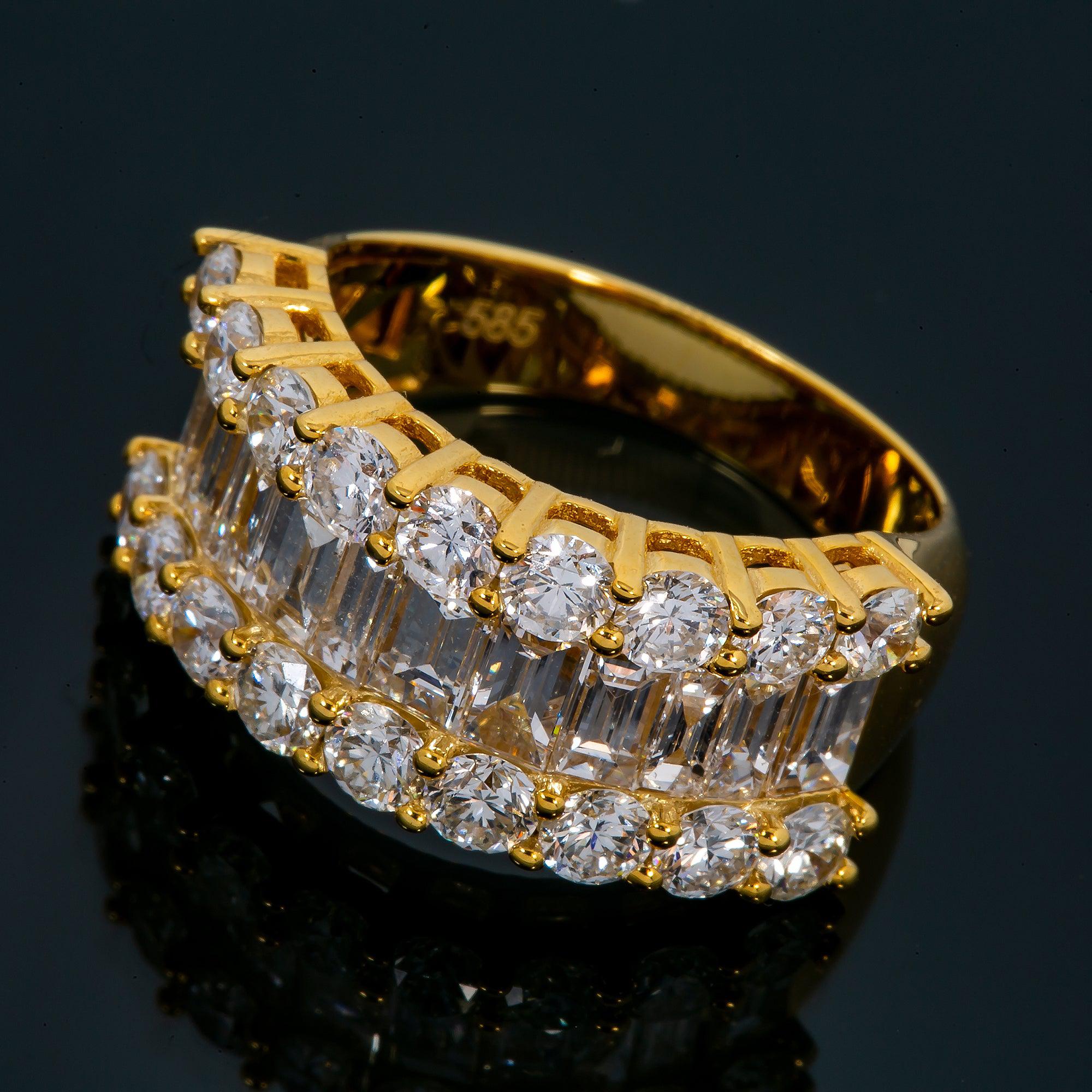 14K GOLD FANCY BAGUETTE DIAMOND RING 2.95 CT