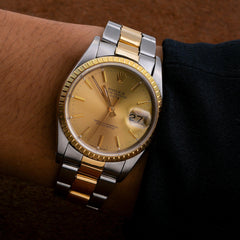 Rolex Oyster Perpetual Date 15233 34MM Champagne Dial With Two