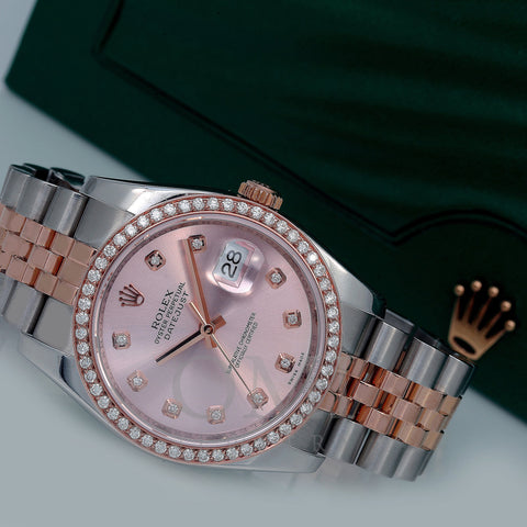 Rolex Datejust Diamond Watch, 116231 36mm, Pink Diamond Dial With 1.20 CT Diamonds