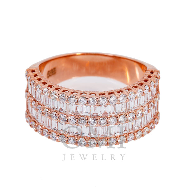 Ladies 14K Rose Gold Fancy Baguette Diamond Ring With 1.6ct Diamonds