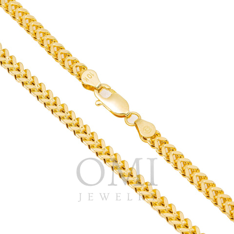 10K Yellow Gold 3.6mm Hollow Box Franco Chain Available In Sizes 18