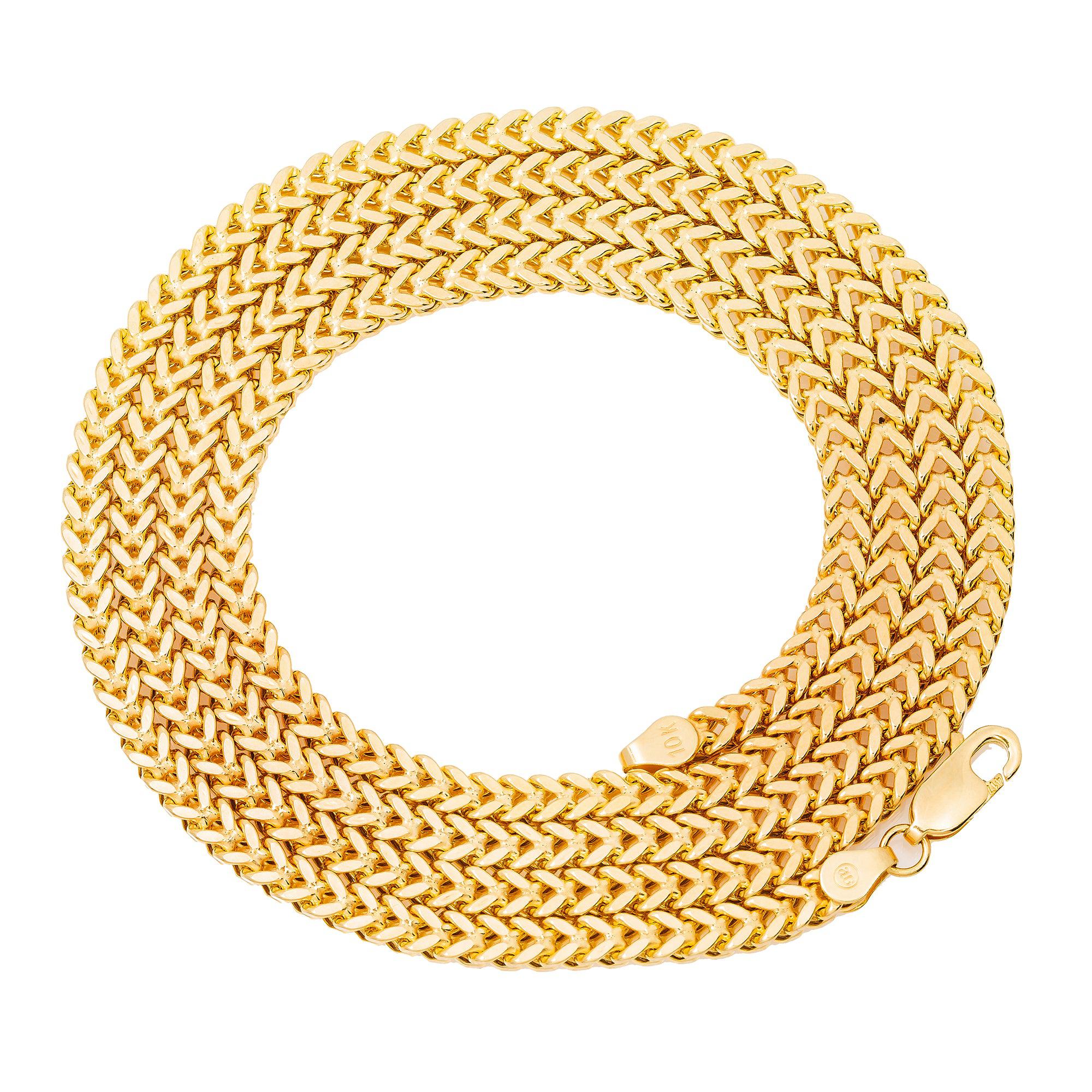 10K Yellow Gold 3.6mm Hollow Box Franco Chain Available In Sizes 18"-29.5"