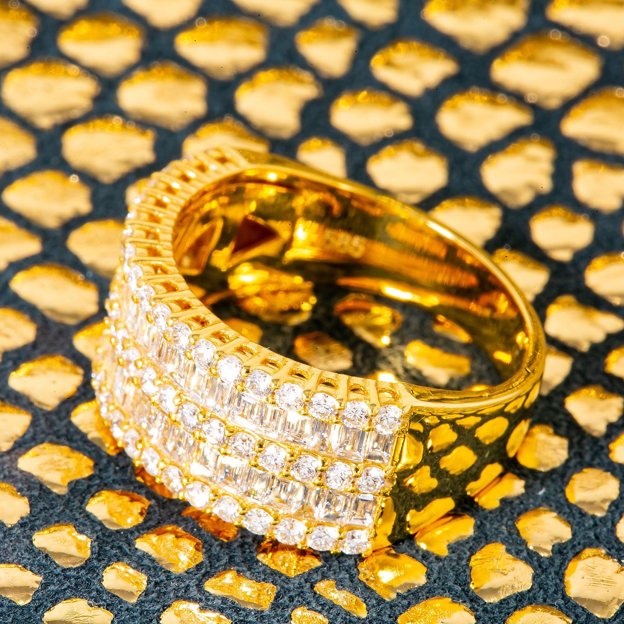 Ladies 14K Yellow Gold Fancy Baguette Diamond Ring With 1.6Ct Diamonds