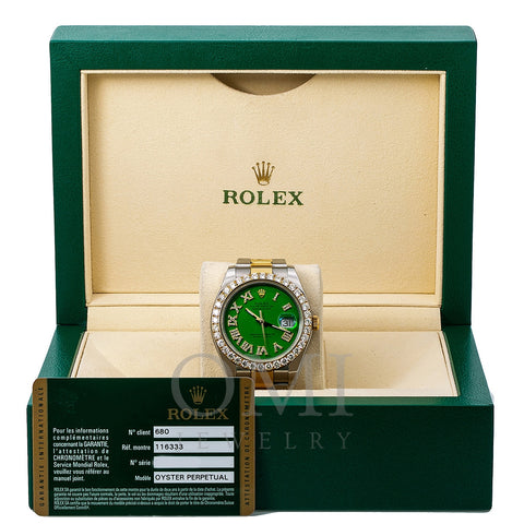 Rolex Datejust II Diamond Watch, 116333 41mm, Green Diamond Dial With Two Tone Oyster Bracelet