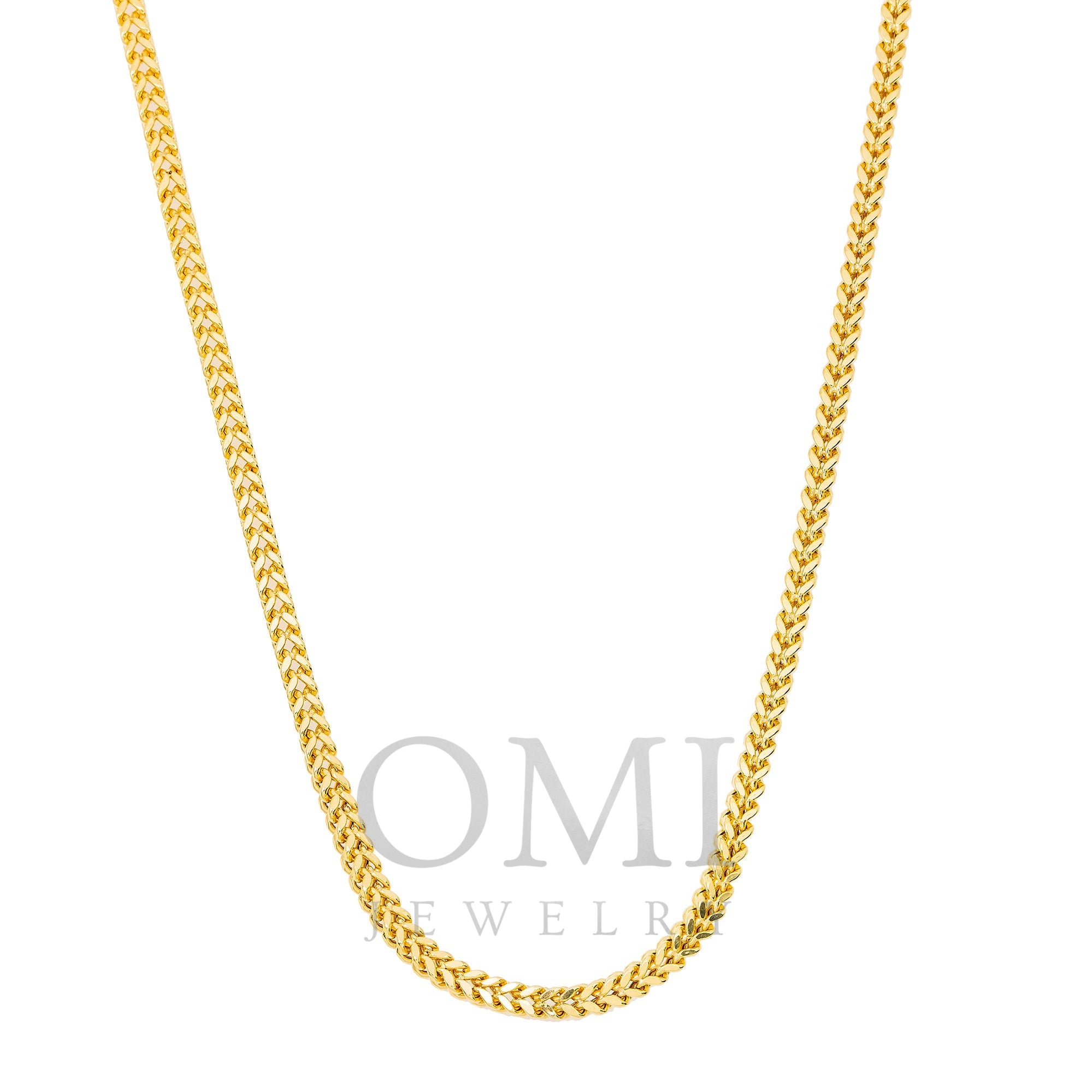 10K Yellow Gold 2.35mm Hollow Box Franco Chain Available In Sizes 18
