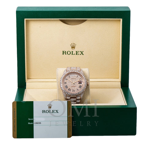 Rolex Day-Date Diamond Watch, 228235 40mm, Rose Gold Diamond Dial With 25.25 CT Diamonds