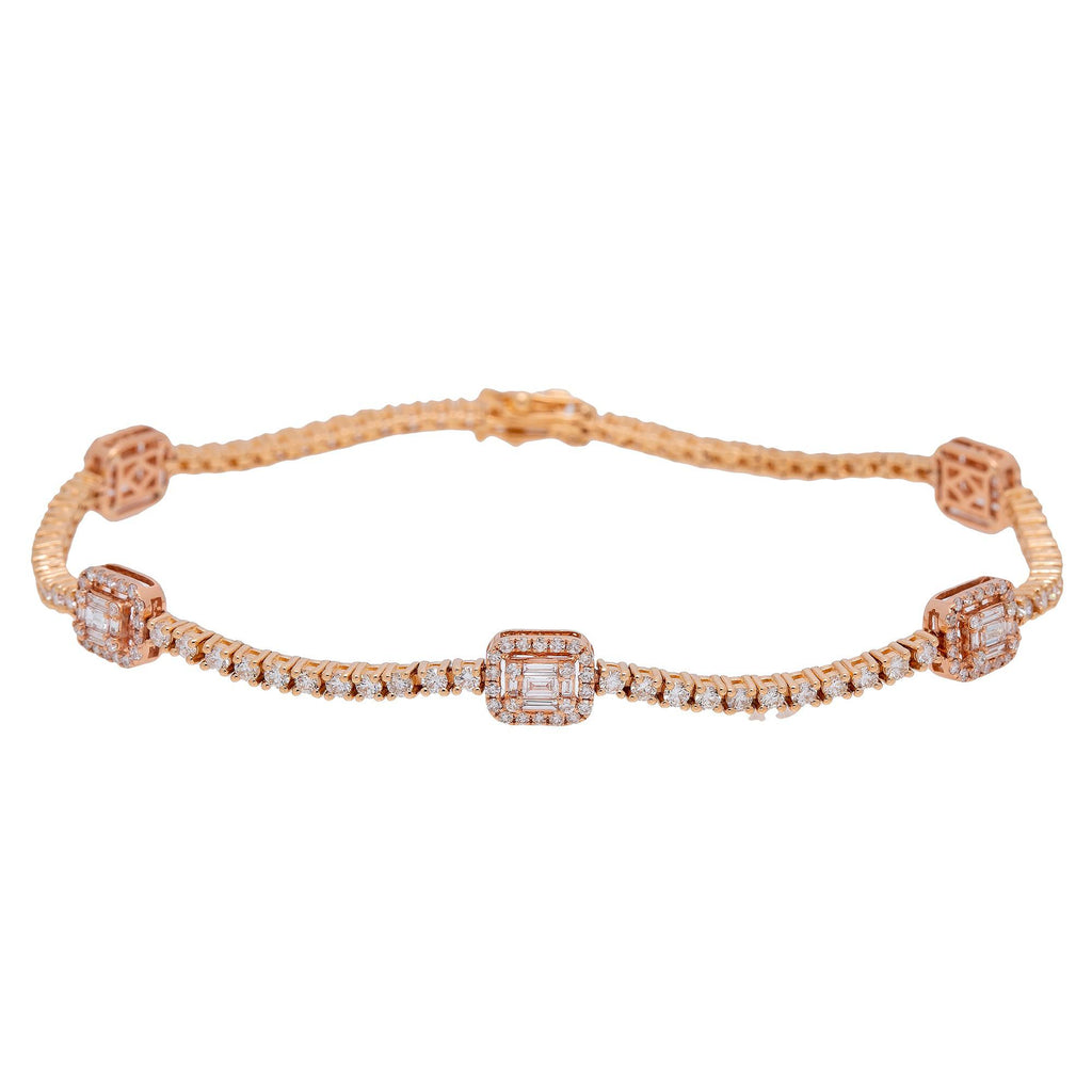 14K ROSE GOLD TENNIS BRACELET WITH 2.45 CT DIAMONDS