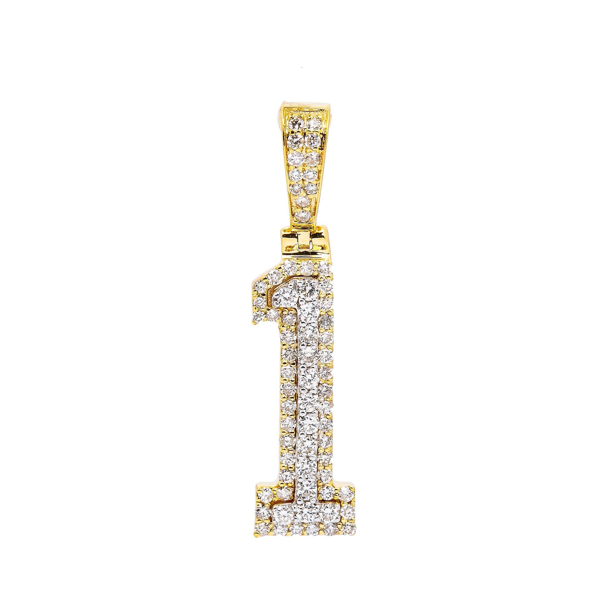 10K YELLOW NUMBER 1 PENDANT WITH 0.55 CT DIAMONDS