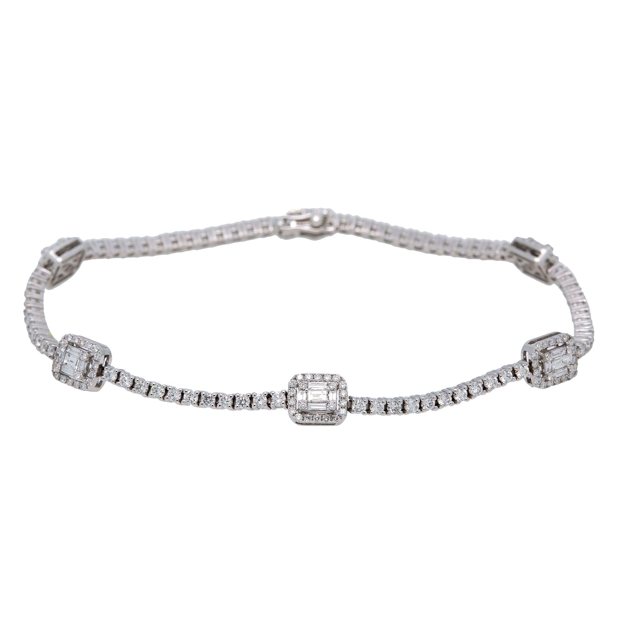 14K WHITE GOLD TENNIS BRACELET 2.40 CT DIAMONDS