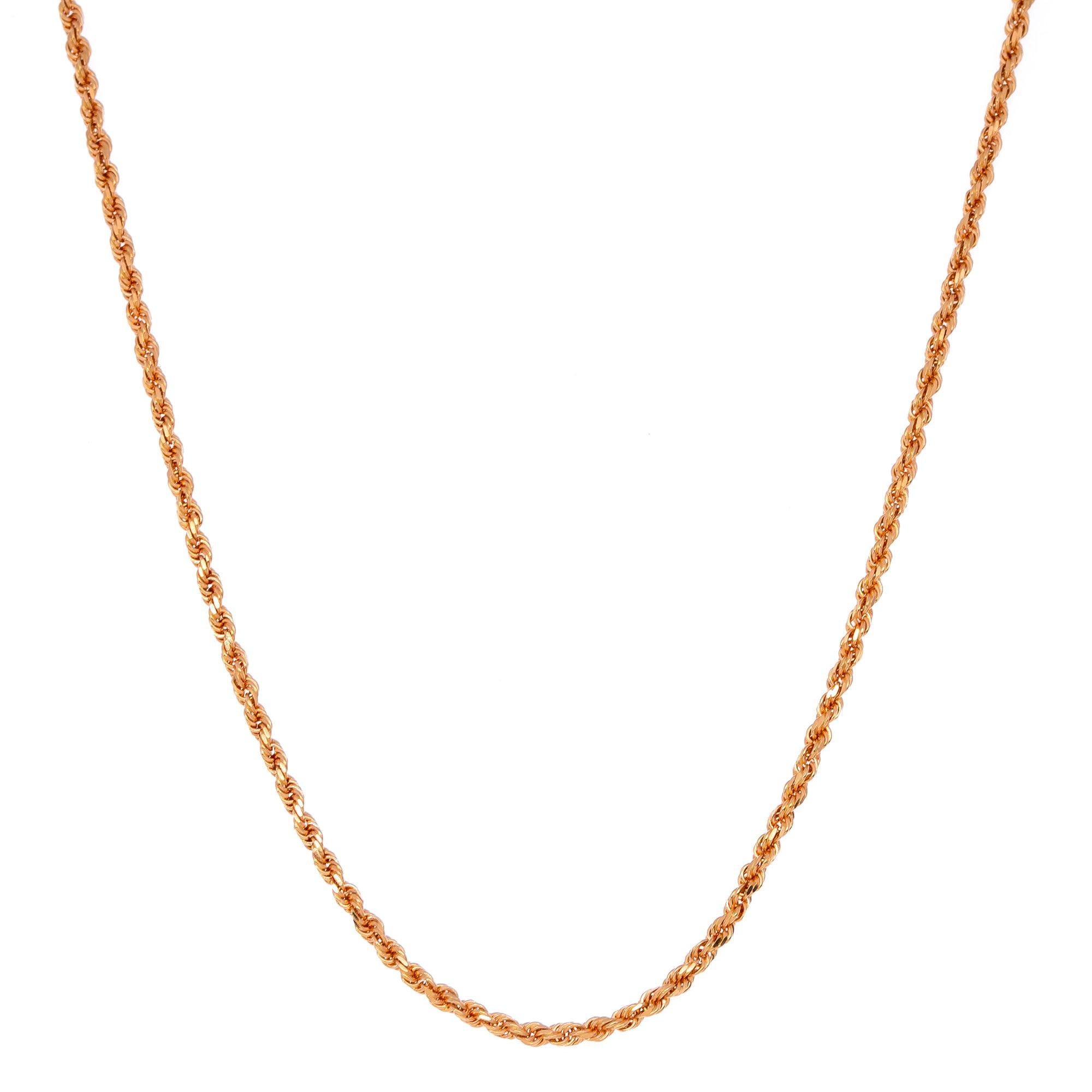 14K ROSE GOLD 2MM SOLID ROPE CHAIN AVAILABLE IN SIZES 18"-30"