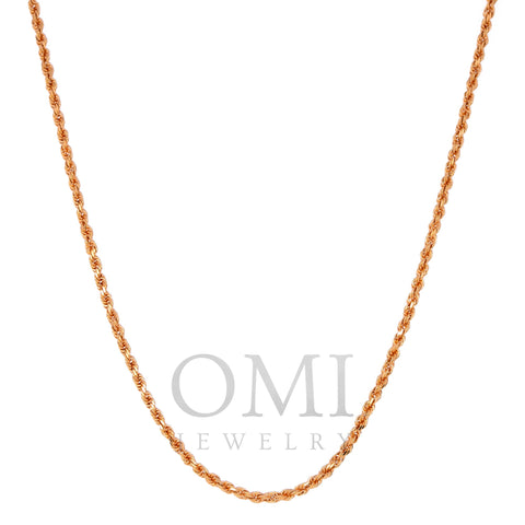 14K ROSE GOLD 2MM SOLID ROPE CHAIN AVAILABLE IN SIZES 18