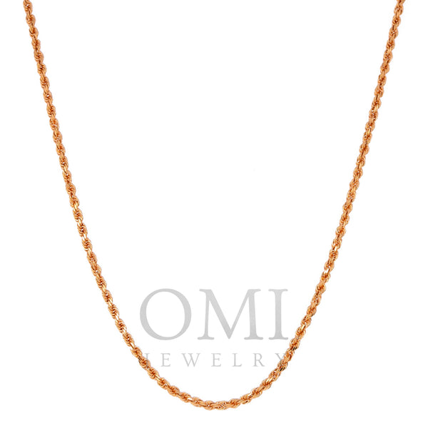 14K ROSE GOLD 2MM SOLID ROPE CHAIN AVAILABLE IN SIZES 18