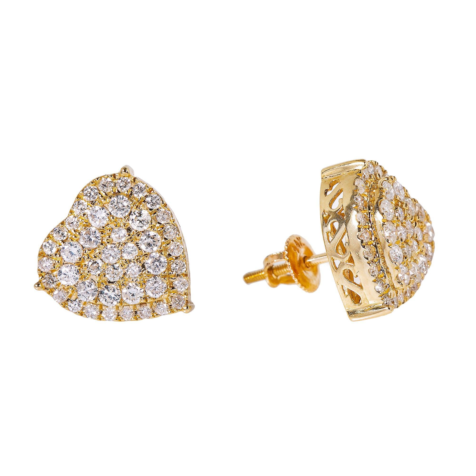 14K Yellow Gold Ladies Earrings with 1.00 CT Diamond