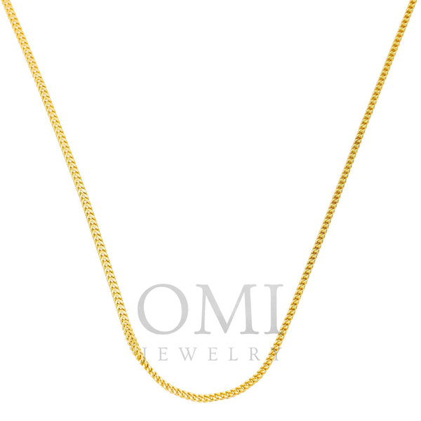 10K Yellow Gold 2mm Hollow Box Franco Chain Available In Sizes 18