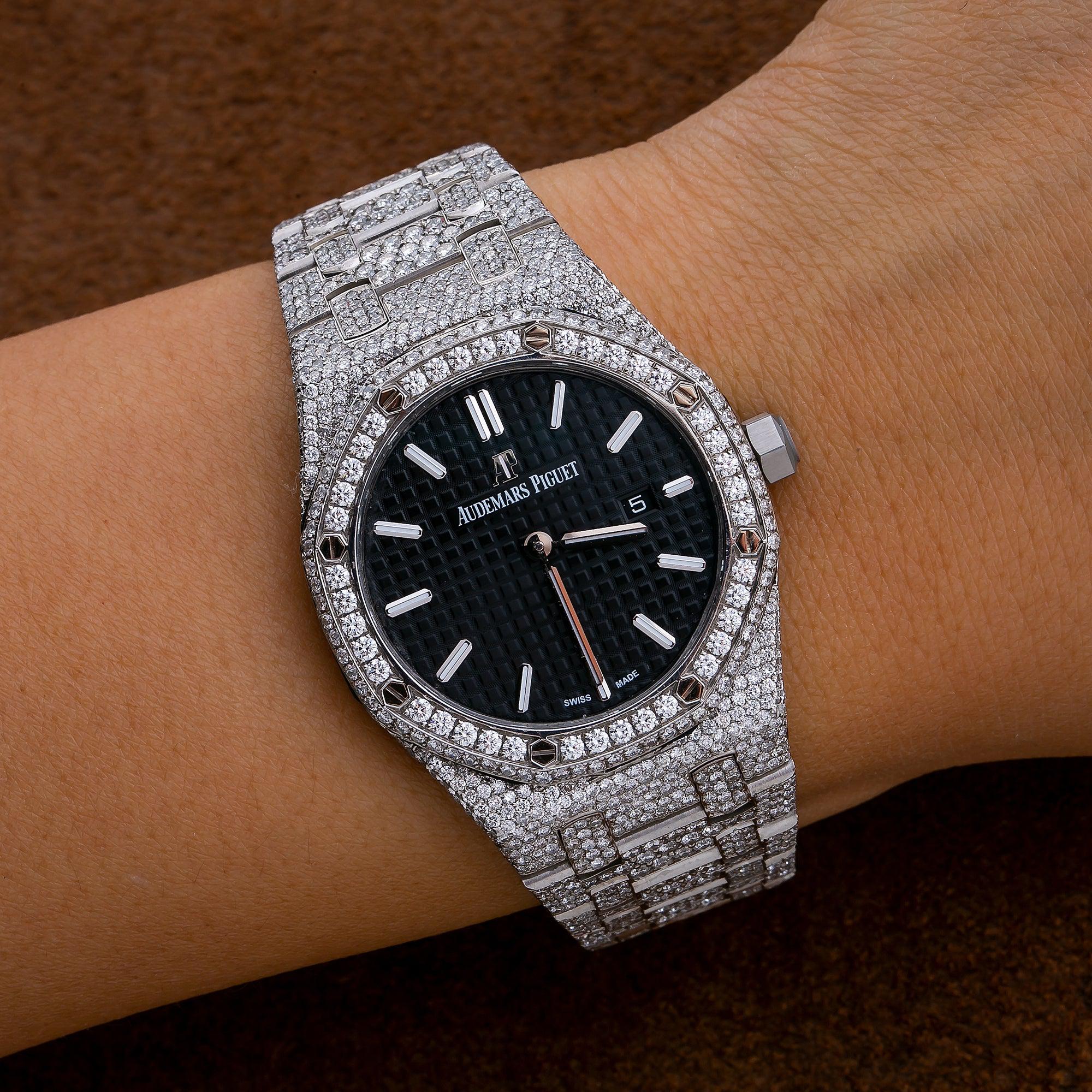 Audemars Piguet Royal Oak 33MM 67611ST Black Dial Diamond Bezel Stainless Steel Bracelet