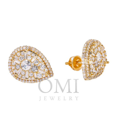 14K Yellow Gold Ladies Earrings with 1.40 CT Diamond