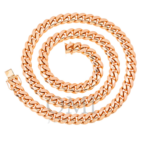 10k Rose Gold 12mm Solid Miami Cuban Chain Available In Sizes 18