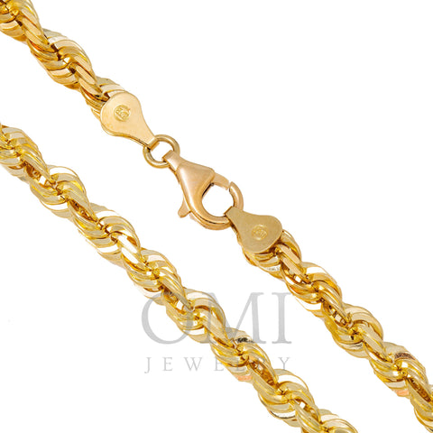 10K Yellow Gold 5.08mm Solid Rope Chain Available In Sizes 18