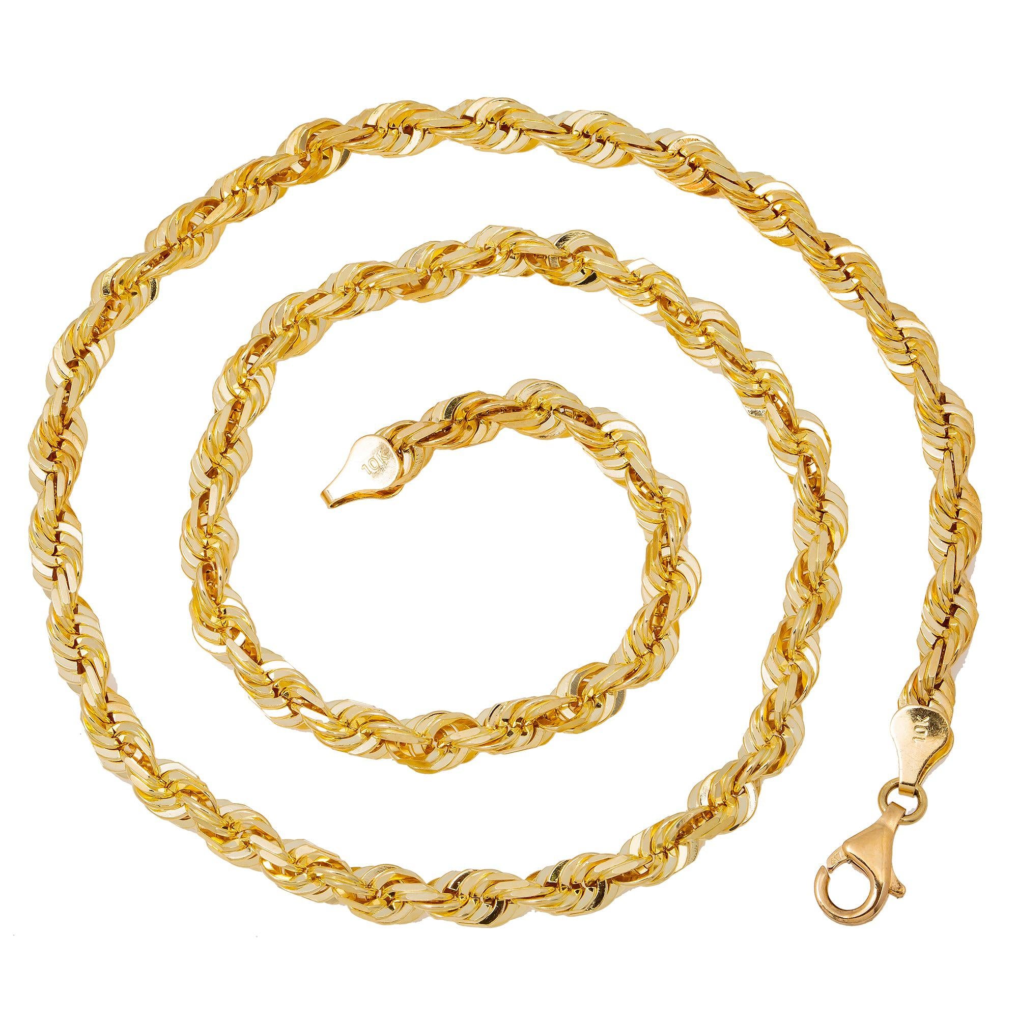 10K Yellow Gold 5.08mm Solid Rope Chain Available In Sizes 18"-26"