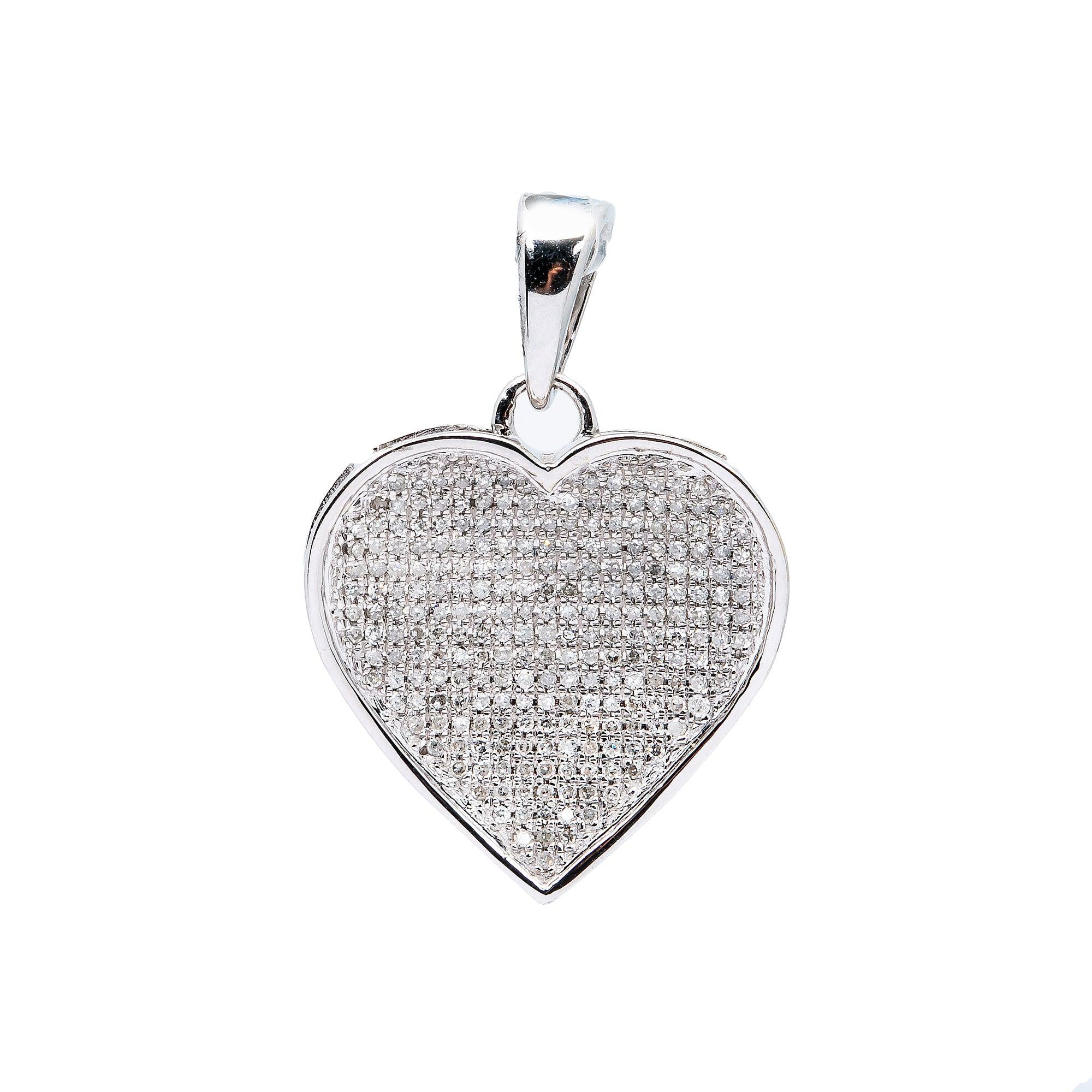 14K WHITE GOLD HEART PENDANT WITH 0.50 CT DIAMONDS