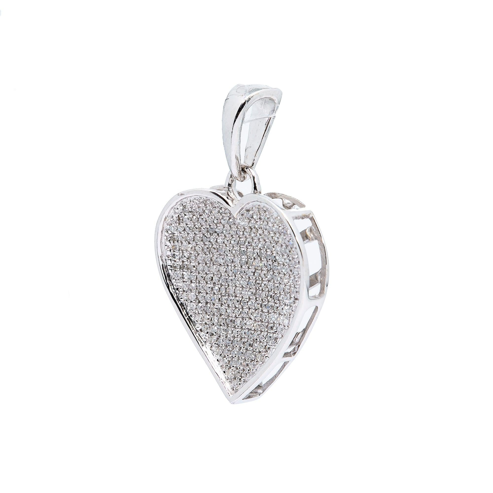 14K WHITE GOLD HEART PENDANT WITH 0.50 CT DIAMONDS