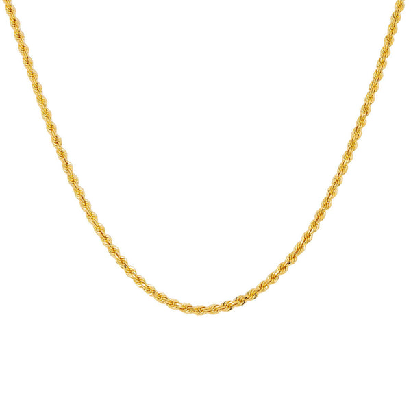 Buy 10K Yellow Gold 2.45mm Solid Rope Chain Available In Sizes 18